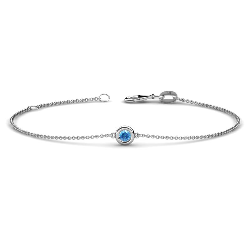 Alys (3mm) Round Blue Topaz Solitaire Station Minimalist Bracelet 
