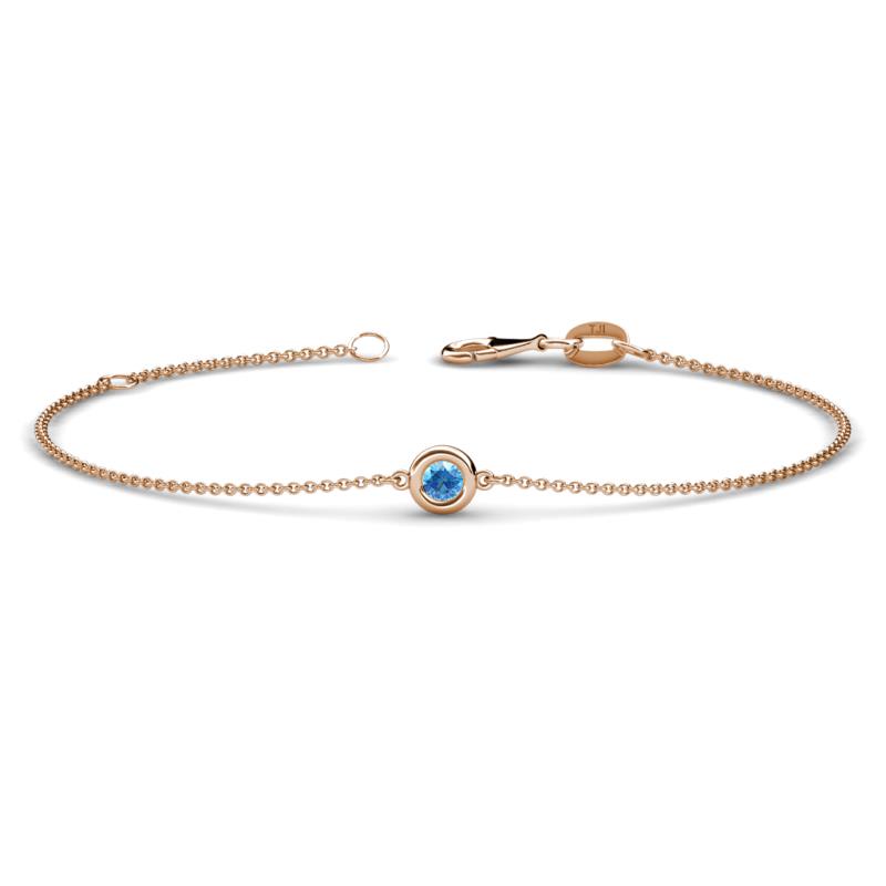 Alys (3mm) Round Blue Topaz Solitaire Station Minimalist Bracelet 