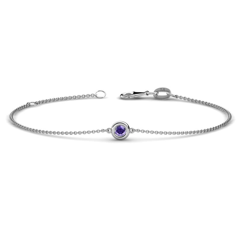 Alys (3mm) Round Iolite Solitaire Station Minimalist Bracelet 