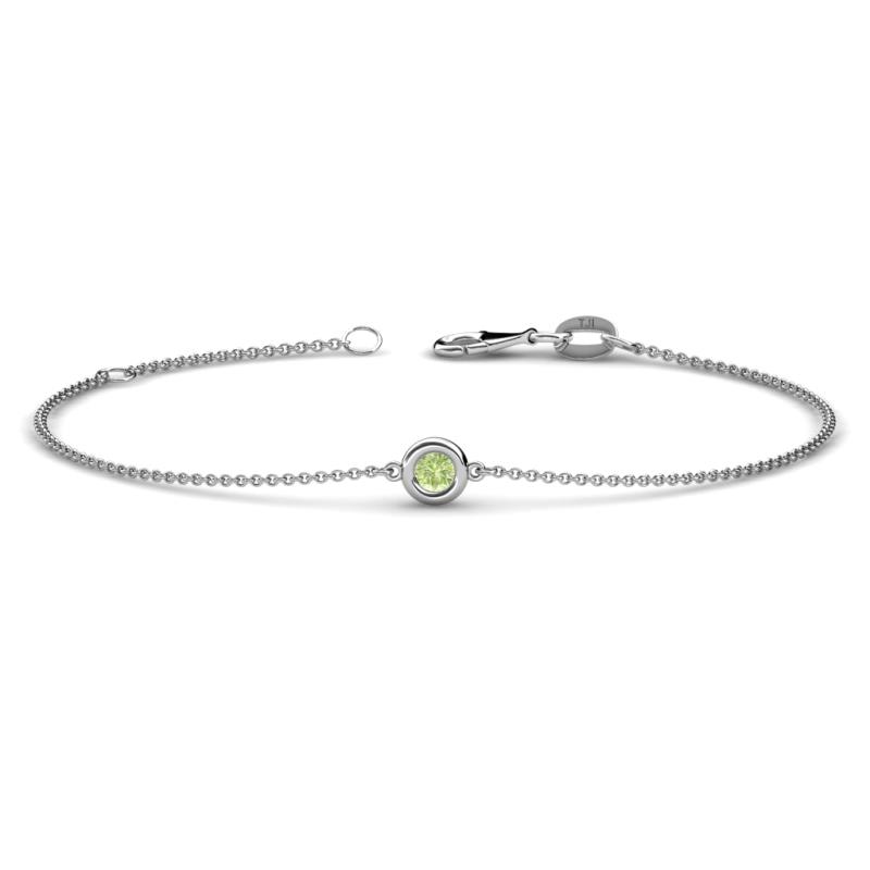 Alys (3mm) Round Peridot Solitaire Station Minimalist Bracelet 