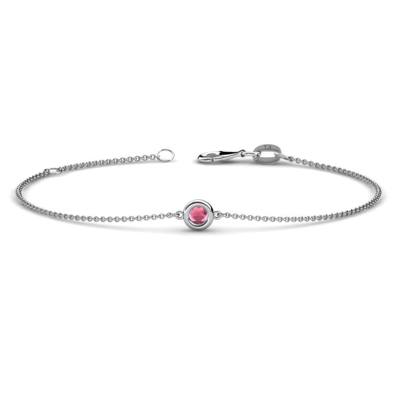 Alys (3mm) Round Rhodolite Garnet Solitaire Station Minimalist Bracelet 