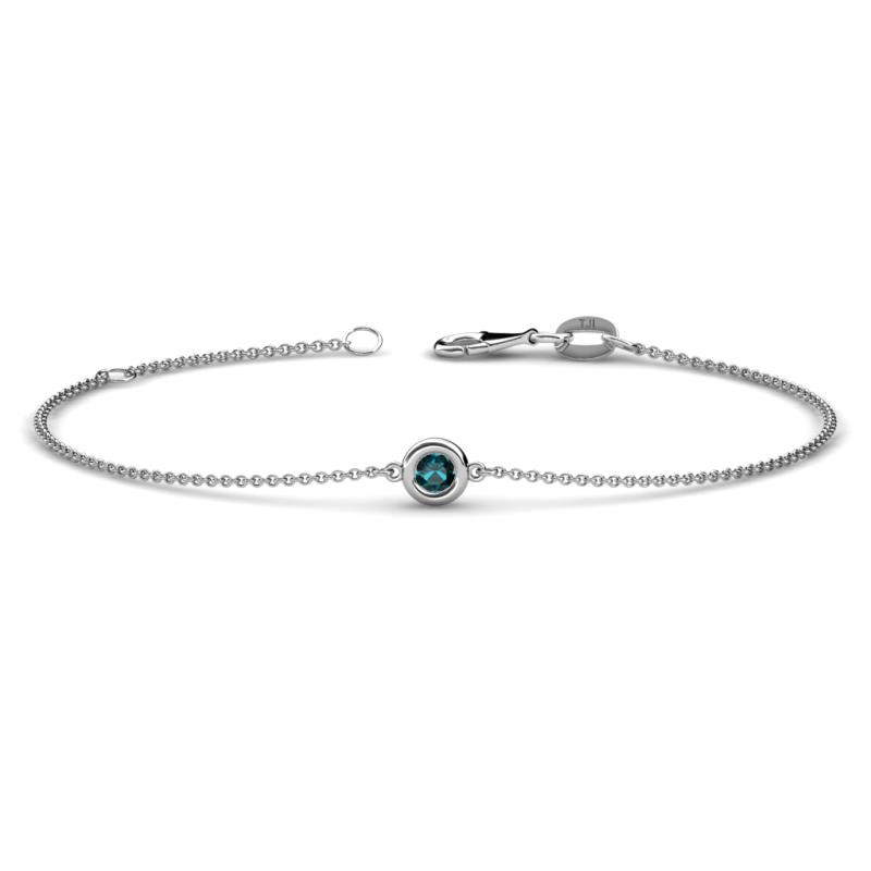 Alys (3mm) Round London Blue Topaz Solitaire Station Minimalist Bracelet 