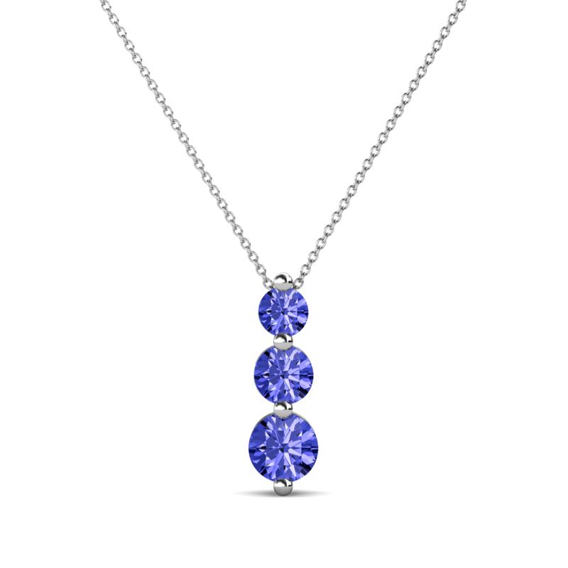 Kesha (3.4mm) Round Tanzanite Graduated Three Stone Drop Pendant 