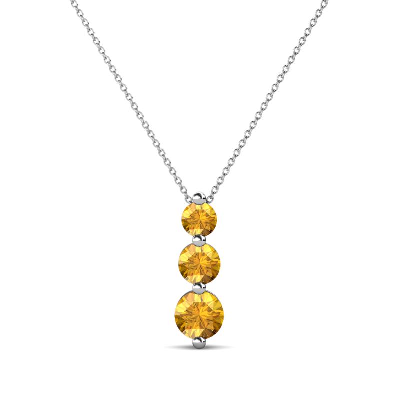 Kesha (3.4mm) Round Citrine Graduated Three Stone Drop Pendant 