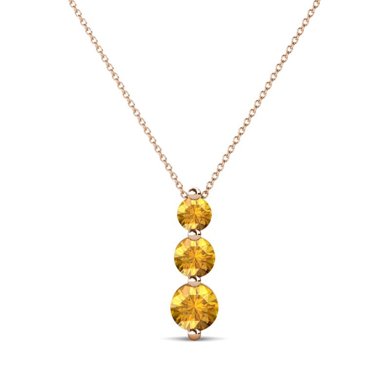 Kesha (3.4mm) Round Citrine Graduated Three Stone Drop Pendant 