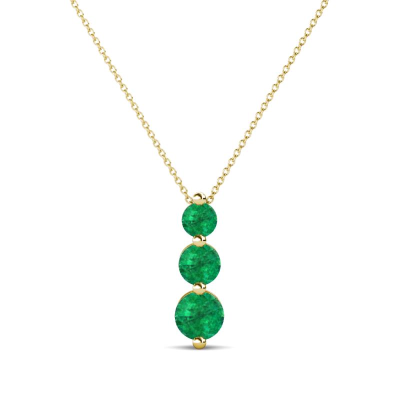 Kesha (3.4mm) Round Emerald Graduated Three Stone Drop Pendant 