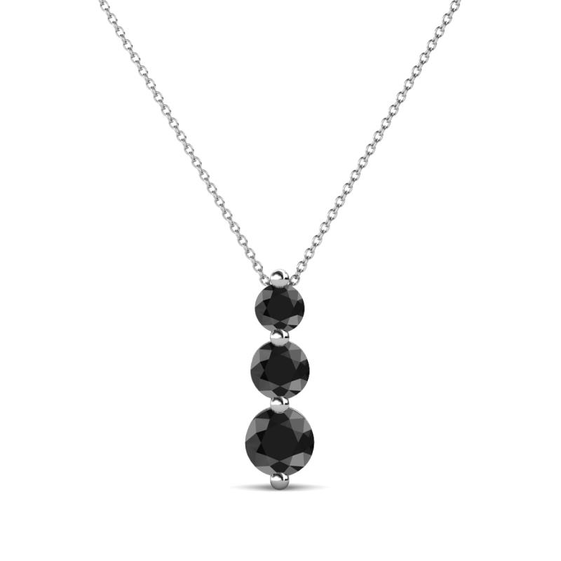 Kesha (3.4mm) Round Black Diamond Graduated Three Stone Drop Pendant 