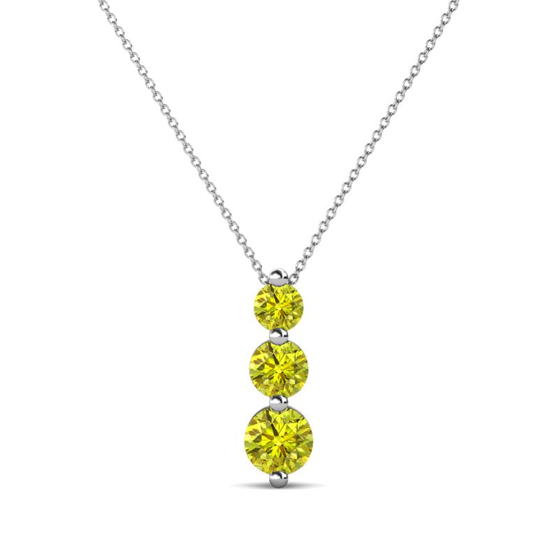 Kesha (3.4mm) Round Yellow Diamond Graduated Three Stone Drop Pendant 