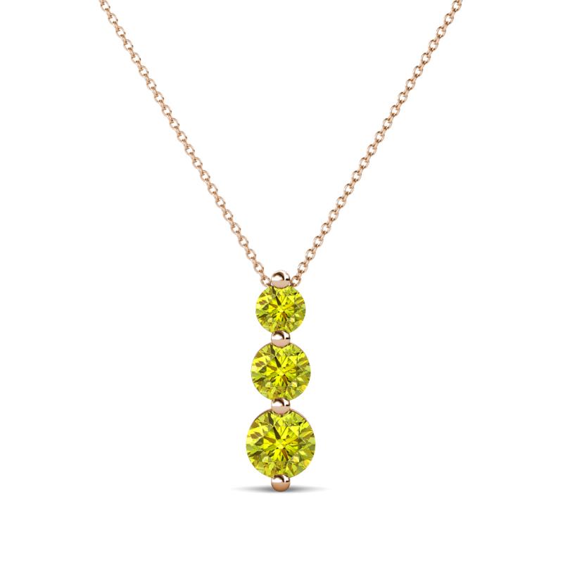 Kesha (3.4mm) Round Yellow Diamond Graduated Three Stone Drop Pendant 