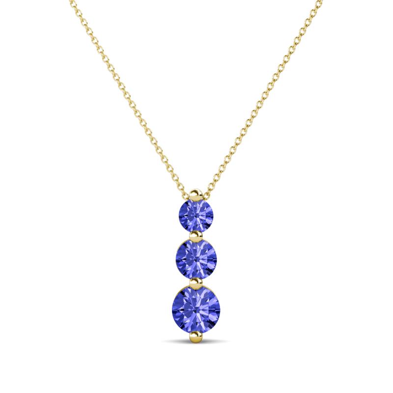 Kesha (3.4mm) Round Tanzanite Graduated Three Stone Drop Pendant 