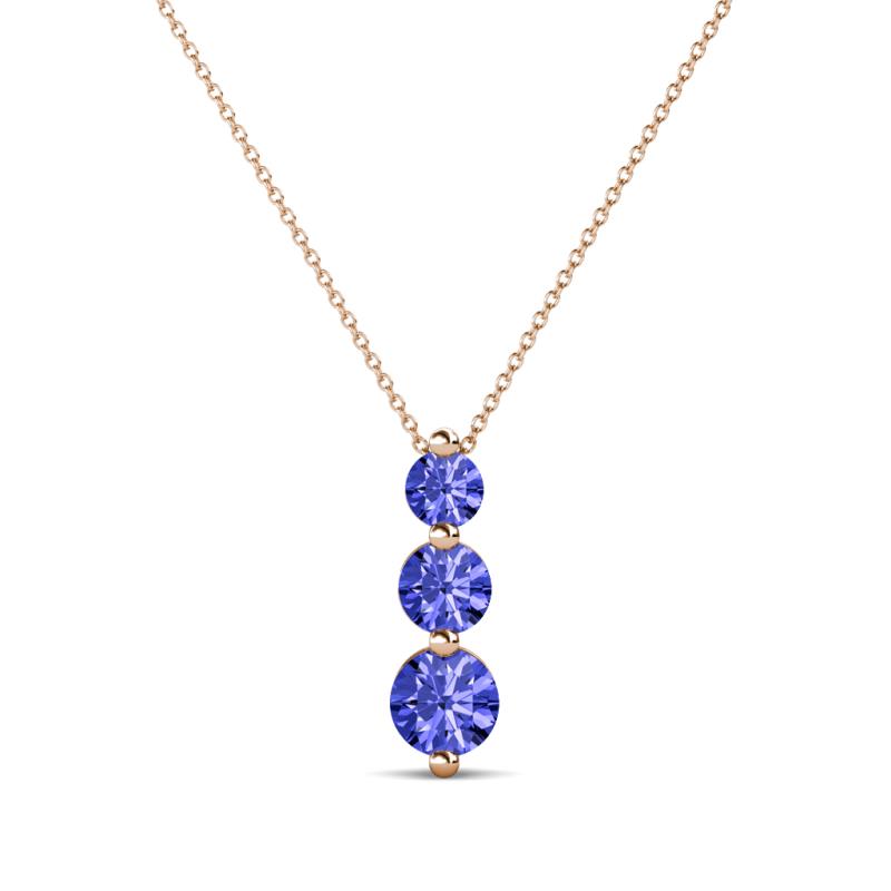 Kesha (3.4mm) Round Tanzanite Graduated Three Stone Drop Pendant 