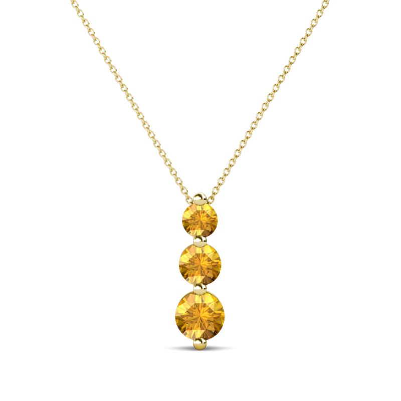 Kesha (3.4mm) Round Citrine Graduated Three Stone Drop Pendant 