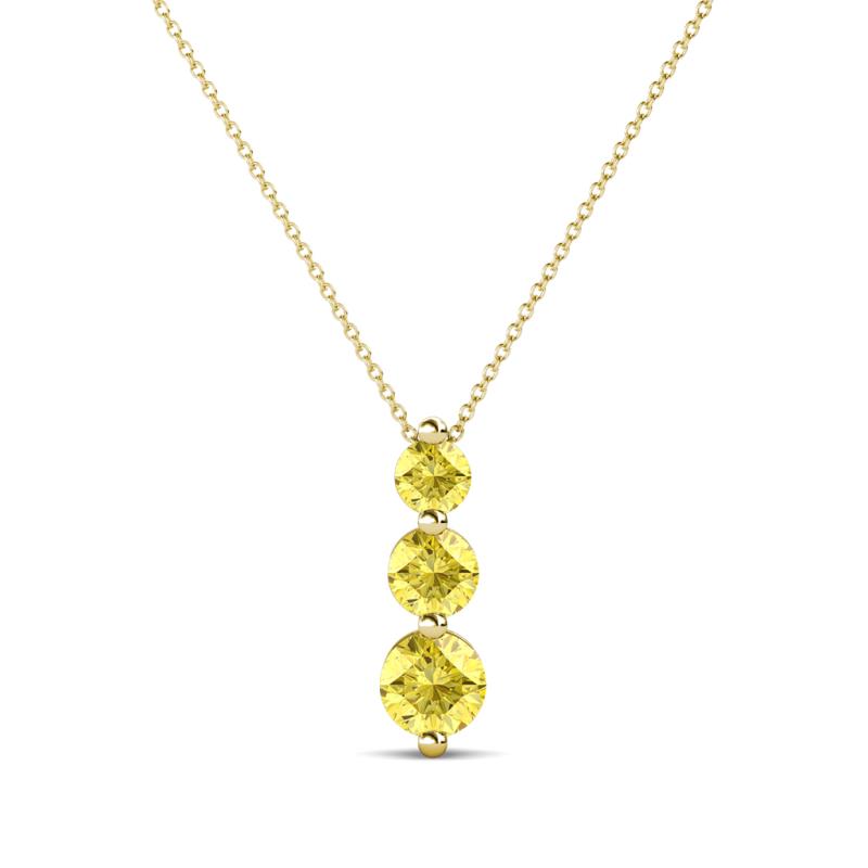 Kesha (3.4mm) Round Yellow Sapphire Graduated Three Stone Drop Pendant 