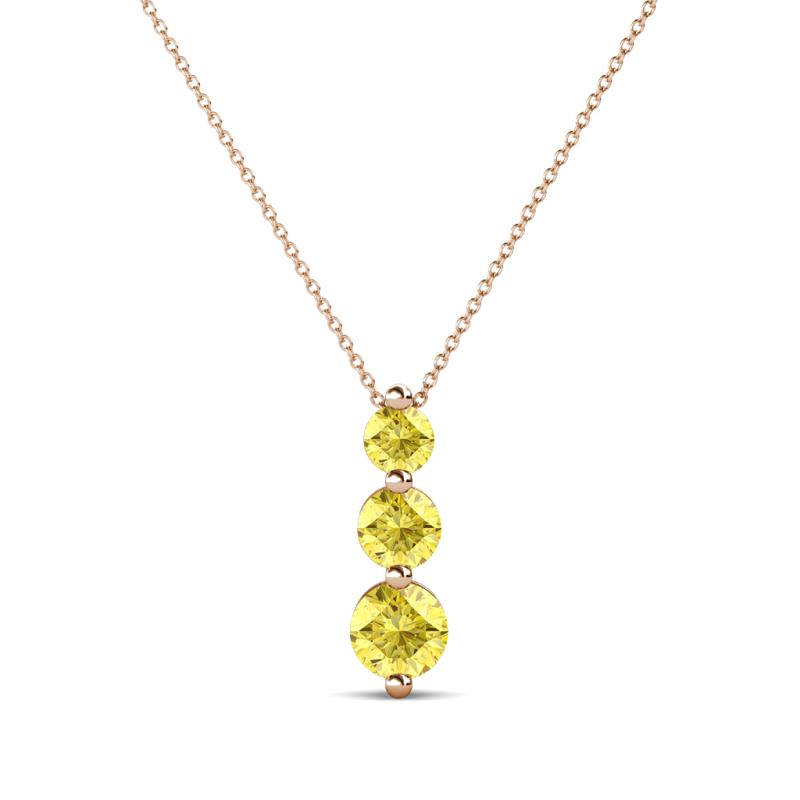 Kesha (3.4mm) Round Yellow Sapphire Graduated Three Stone Drop Pendant 