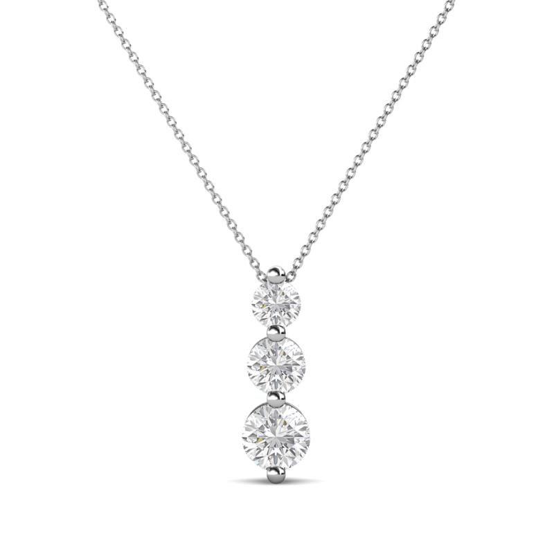 Kesha (3.4mm) Round White Sapphire Graduated Three Stone Drop Pendant 