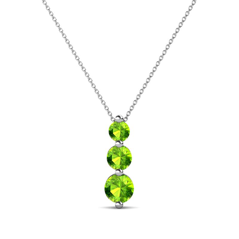 Kesha (3.4mm) Round Peridot Graduated Three Stone Drop Pendant 