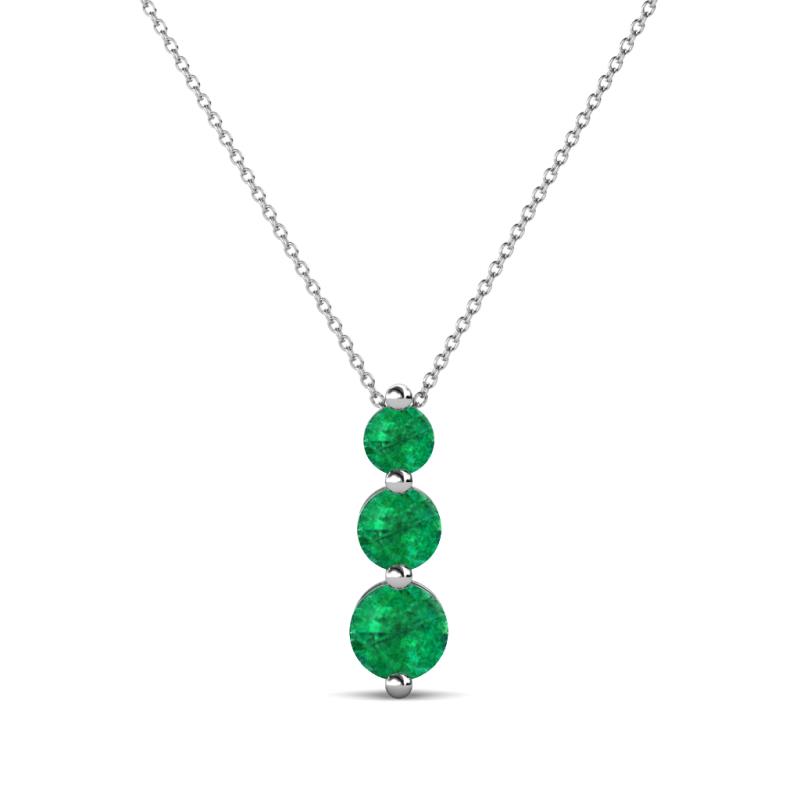 Kesha (3.4mm) Round Emerald Graduated Three Stone Drop Pendant 