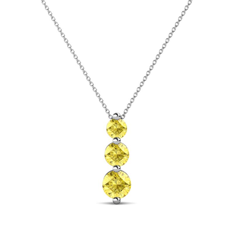 Kesha (3.4mm) Round Yellow Sapphire Graduated Three Stone Drop Pendant 