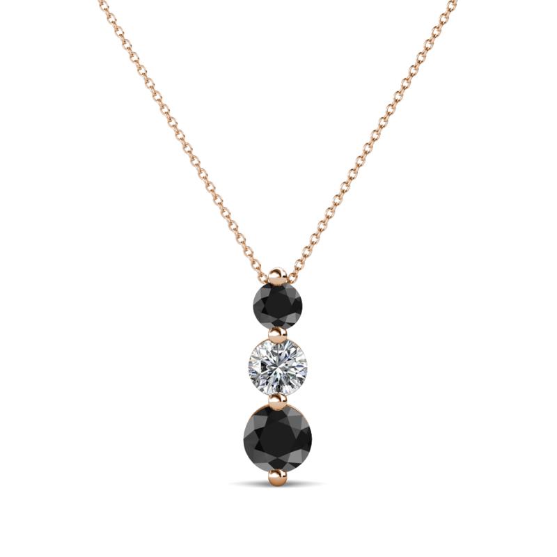 Kesha (3.4mm) Round Black Diamond and White Lab Grown Diamond Graduated Three Stone Drop Pendant 