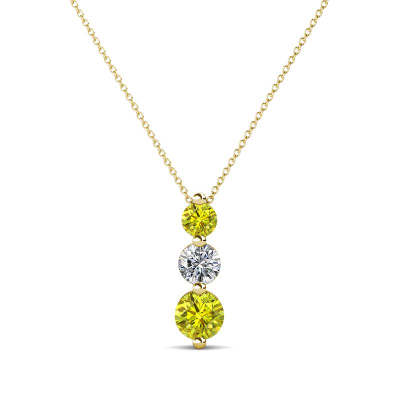 Kesha (3.4mm) Round Yellow Diamond and White Lab Grown Diamond Graduated Three Stone Drop Pendant 