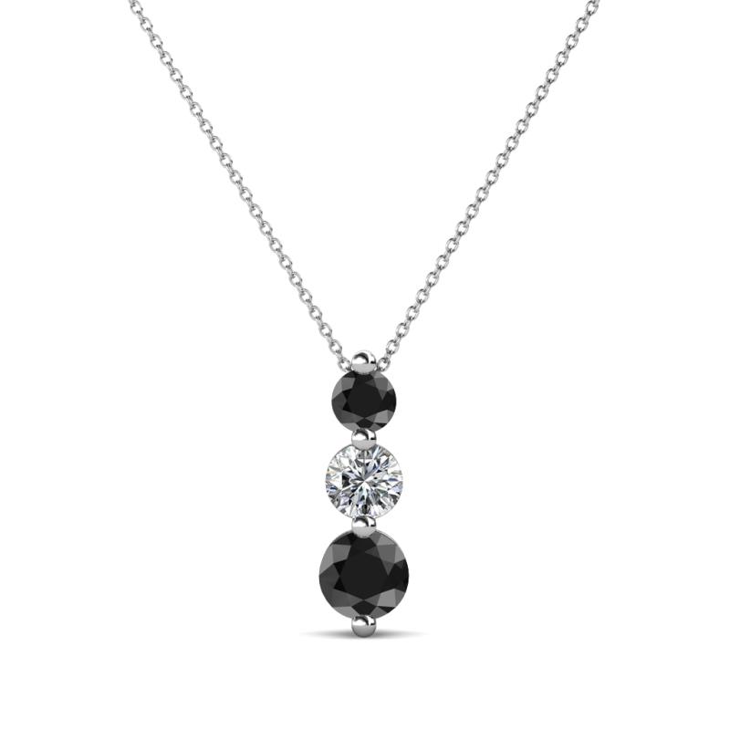 Kesha (3.4mm) Round Black Diamond and White Lab Grown Diamond Graduated Three Stone Drop Pendant 