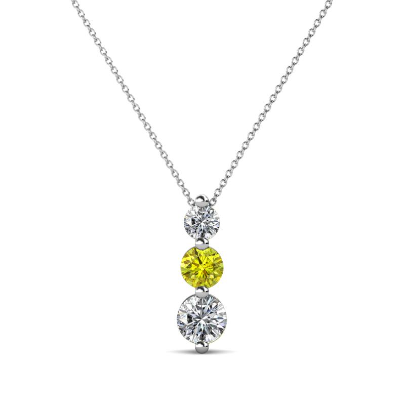 Kesha (3.4mm) Round Yellow and White Diamond Graduated Three Stone Drop Pendant 
