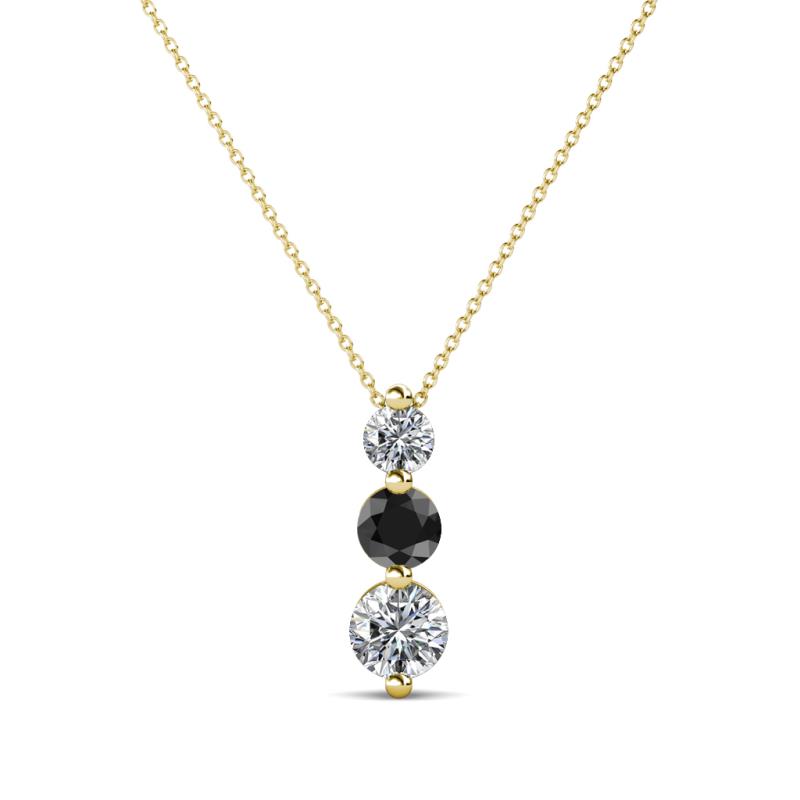 Kesha (3.4mm) Round Black Diamond and White Lab Grown Diamond Graduated Three Stone Drop Pendant 