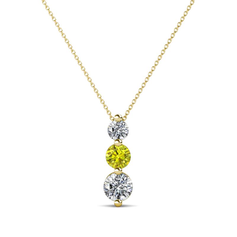 Kesha (3.4mm) Round Yellow Diamond and White Lab Grown Diamond Graduated Three Stone Drop Pendant 