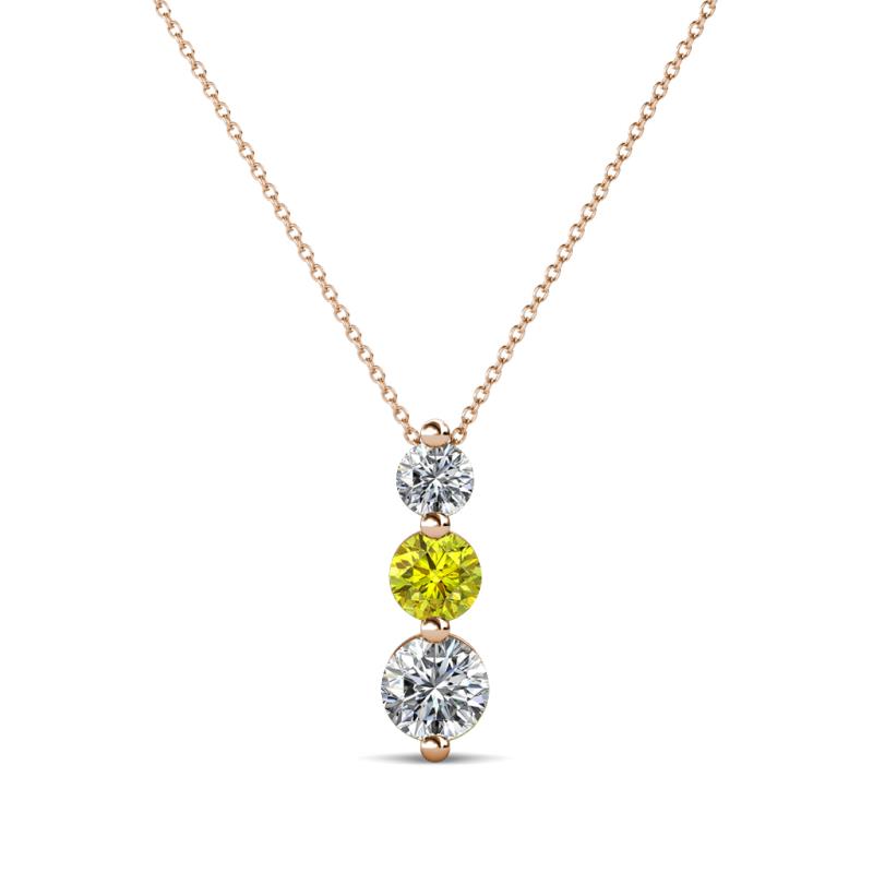 Kesha (3.4mm) Round Yellow Diamond and White Lab Grown Diamond Graduated Three Stone Drop Pendant 