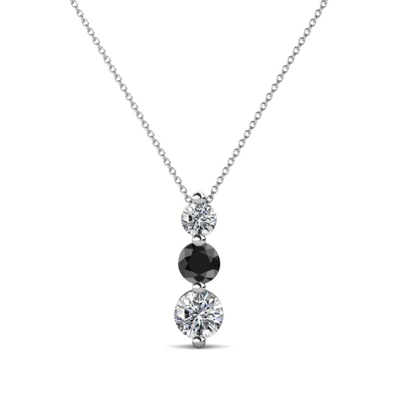 Kesha (3.4mm) Round Black Diamond and White Lab Grown Diamond Graduated Three Stone Drop Pendant 