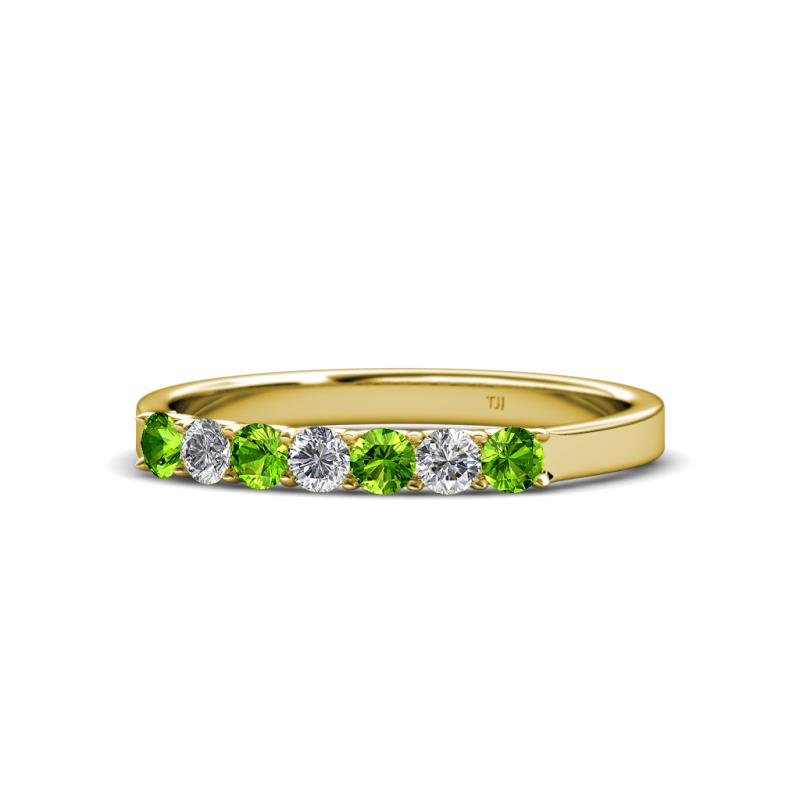Fiala 2.70 mm Peridot and Lab Grown Diamond 7 Stone Wedding Band 