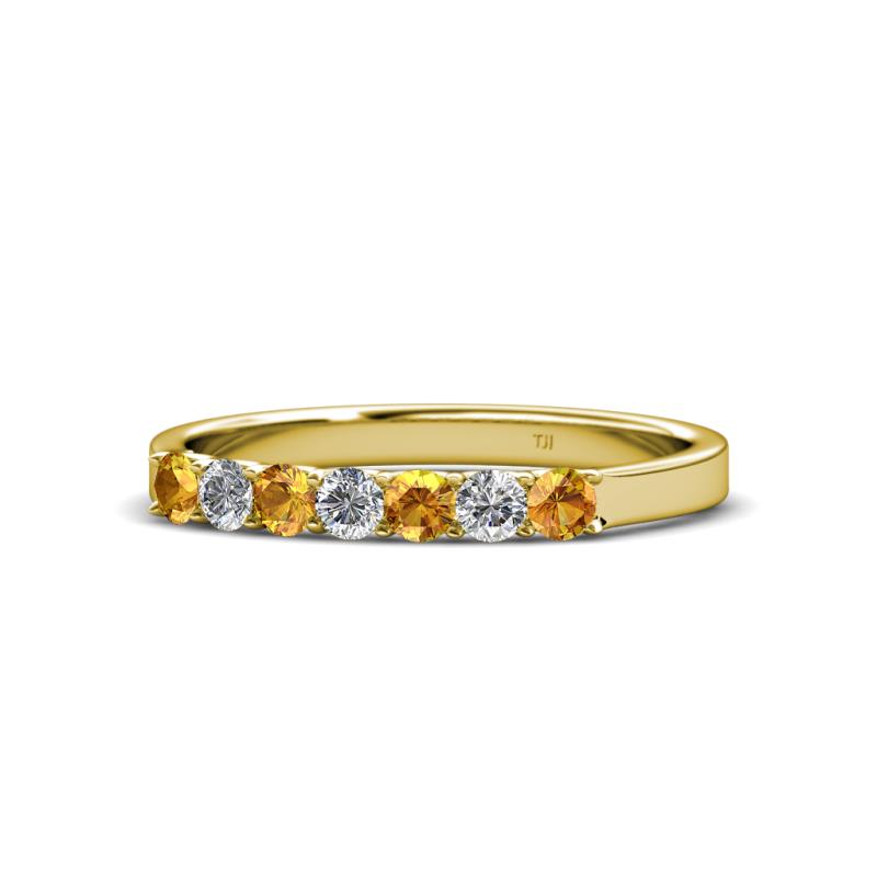 Fiala 2.70 mm Citrine and Lab Grown Diamond 7 Stone Wedding Band 