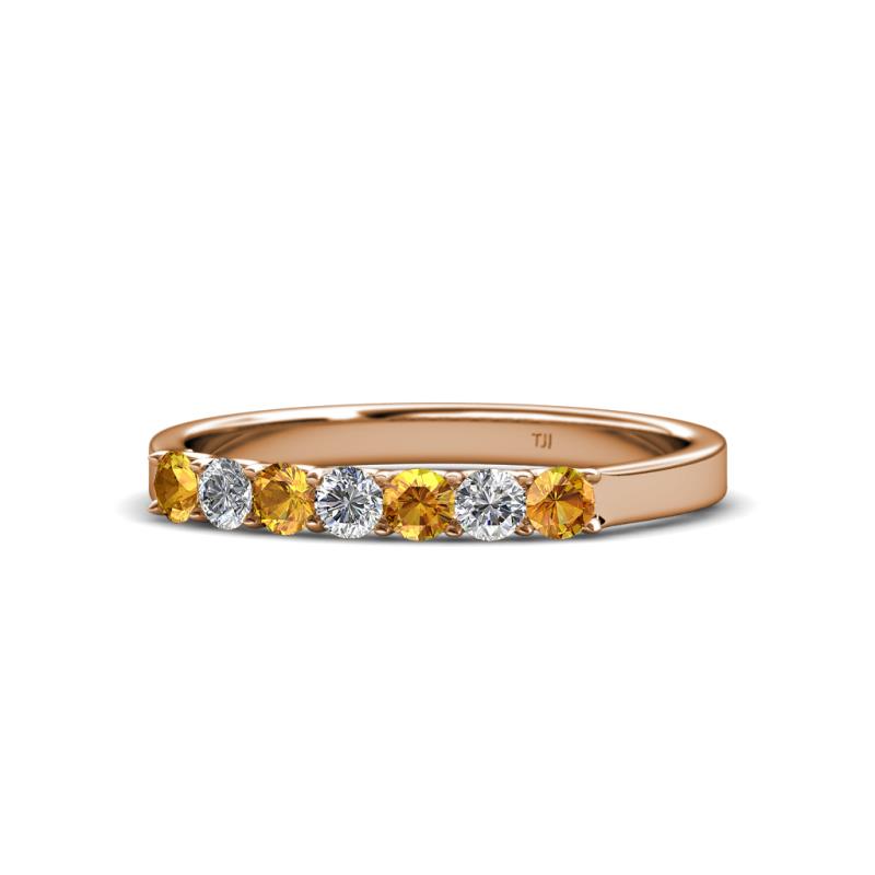 Fiala 2.70 mm Citrine and Lab Grown Diamond 7 Stone Wedding Band 