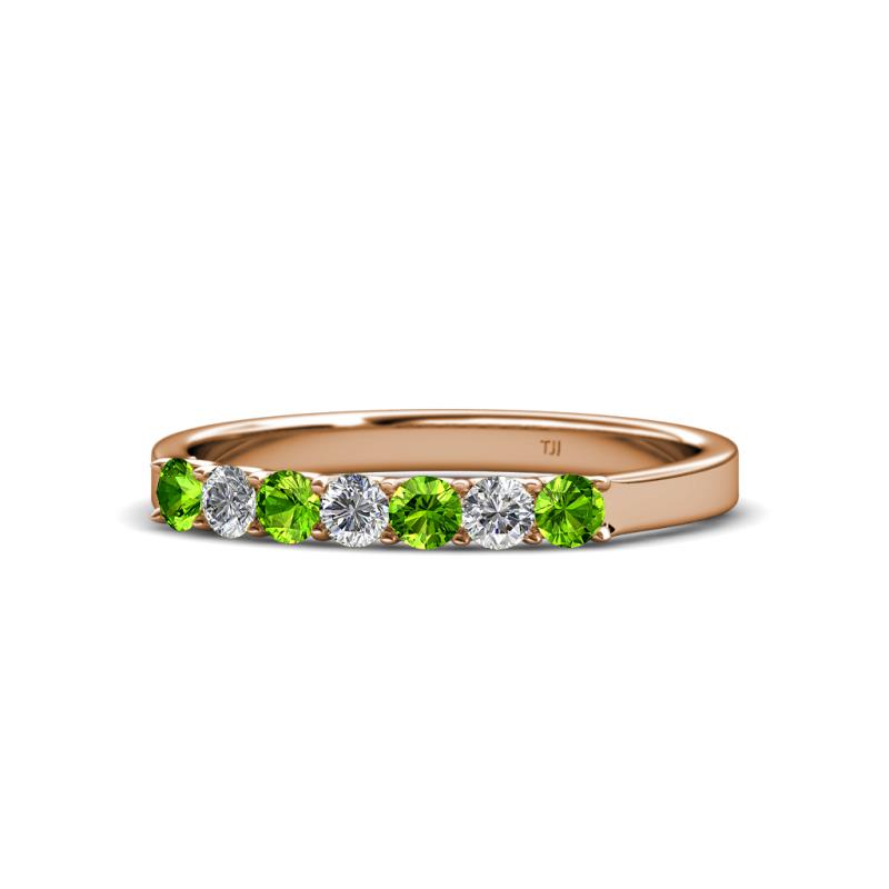 Fiala 2.70 mm Peridot and Lab Grown Diamond 7 Stone Wedding Band 