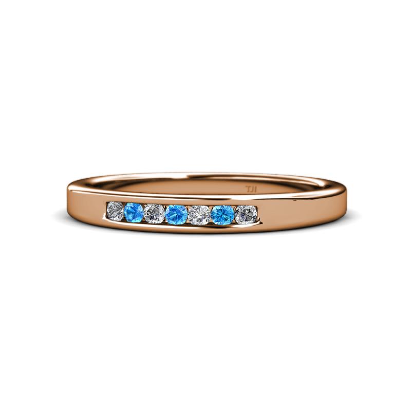 Kathiryn 2.00 mm Blue Topaz and Lab Grown Diamond 7 Stone Wedding Band 