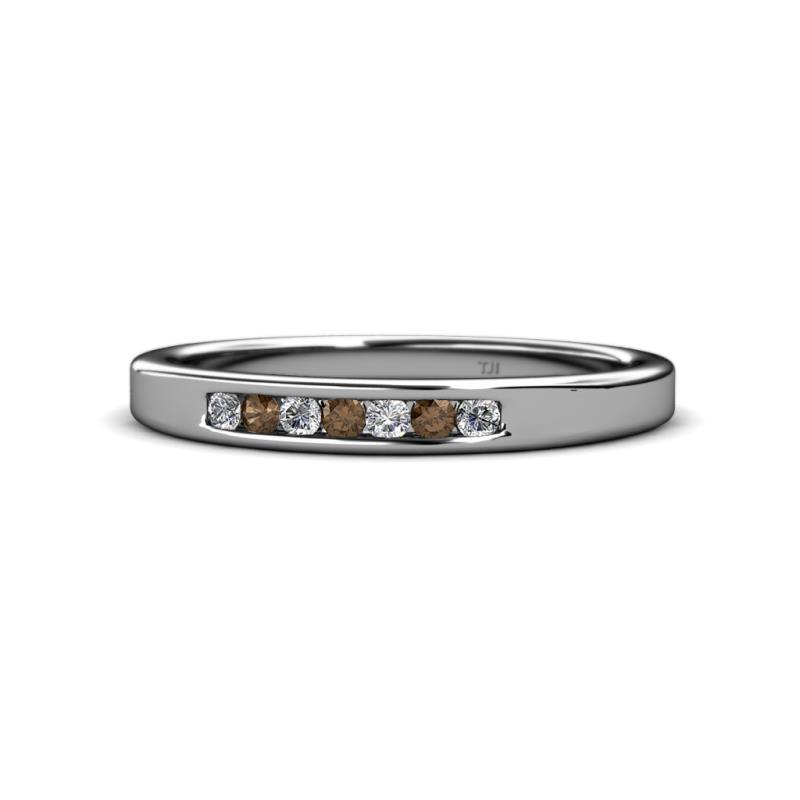 Kathiryn 2.00 mm Smoky Quartz and Lab Grown Diamond 7 Stone Wedding Band 