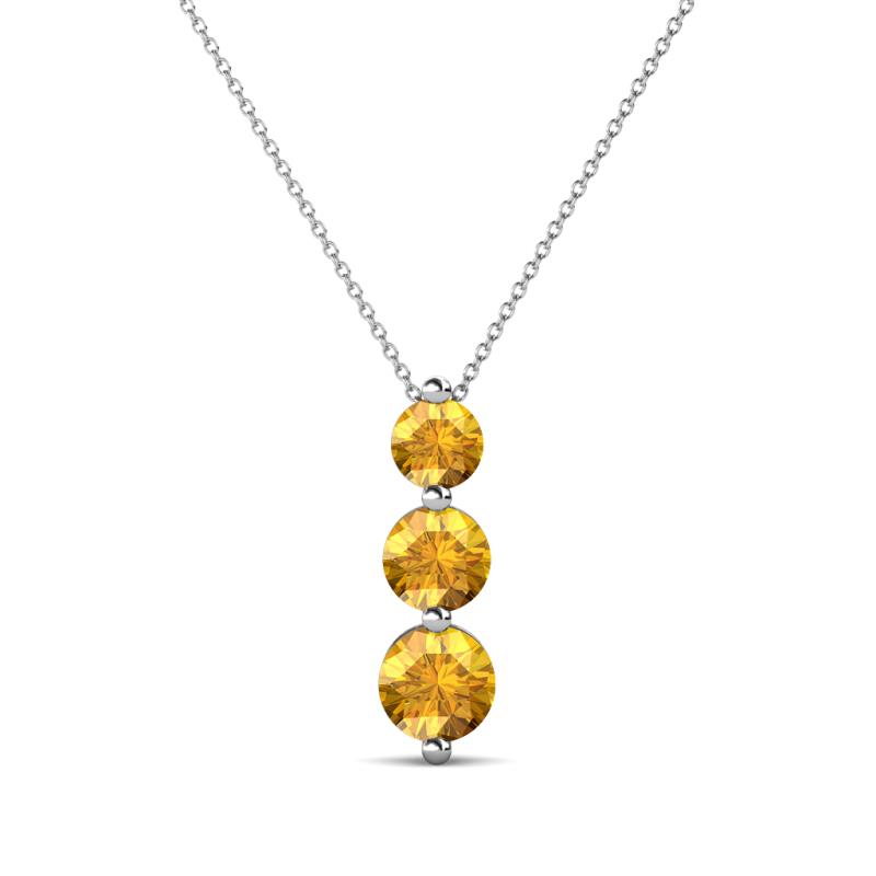 Kesha (4mm) Round Citrine Graduated Three Stone Drop Pendant 