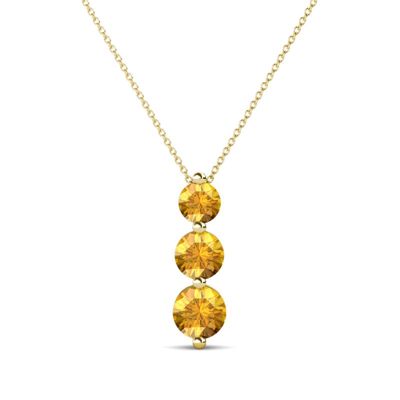 Kesha (4mm) Round Citrine Graduated Three Stone Drop Pendant 