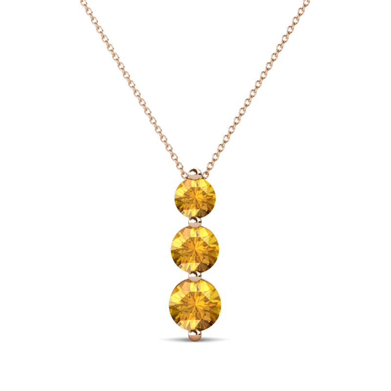 Kesha (4mm) Round Citrine Graduated Three Stone Drop Pendant 