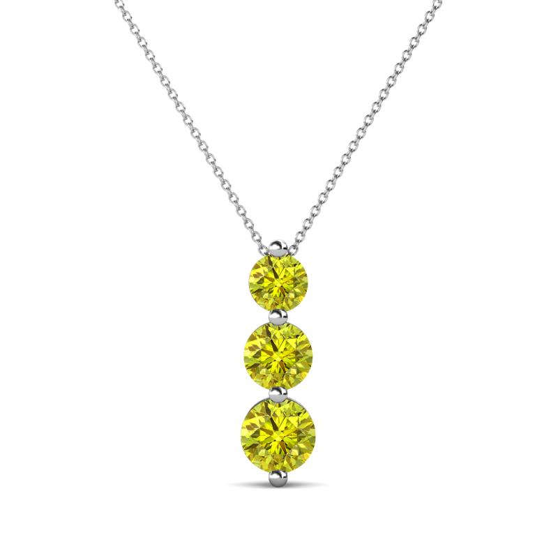 Kesha (4mm) Round Yellow Diamond Graduated Three Stone Drop Pendant 