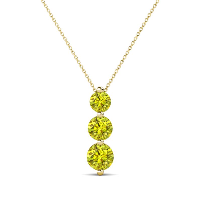 Kesha (4mm) Round Yellow Diamond Graduated Three Stone Drop Pendant 