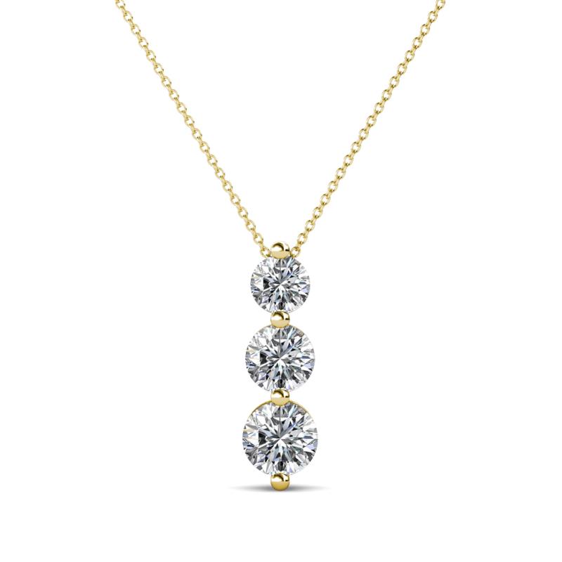Kesha (4mm) Round Diamond Graduated Three Stone Drop Pendant 