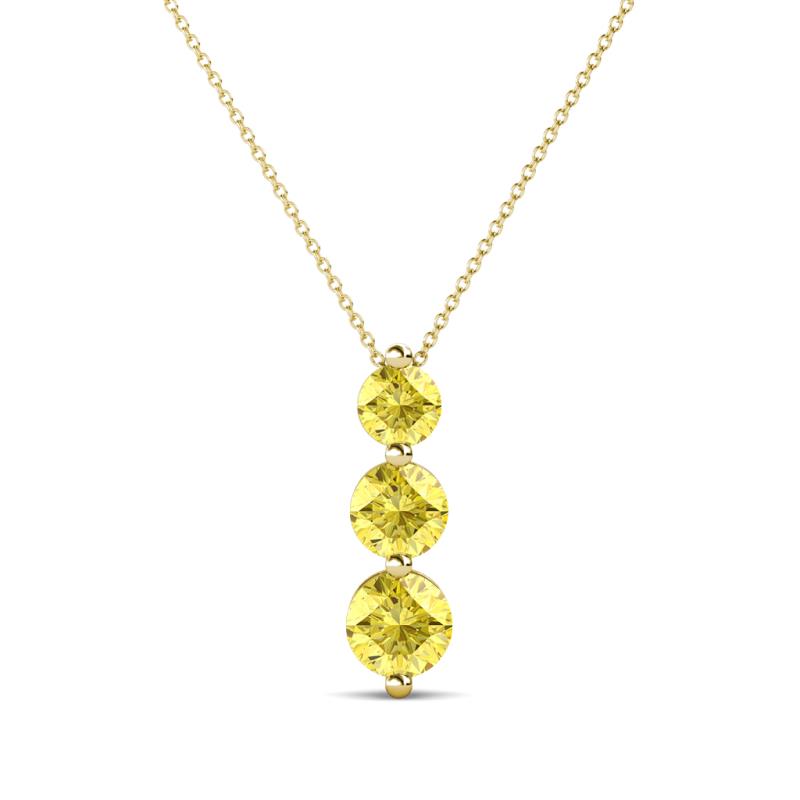 Kesha (4mm) Round Yellow Sapphire Graduated Three Stone Drop Pendant 