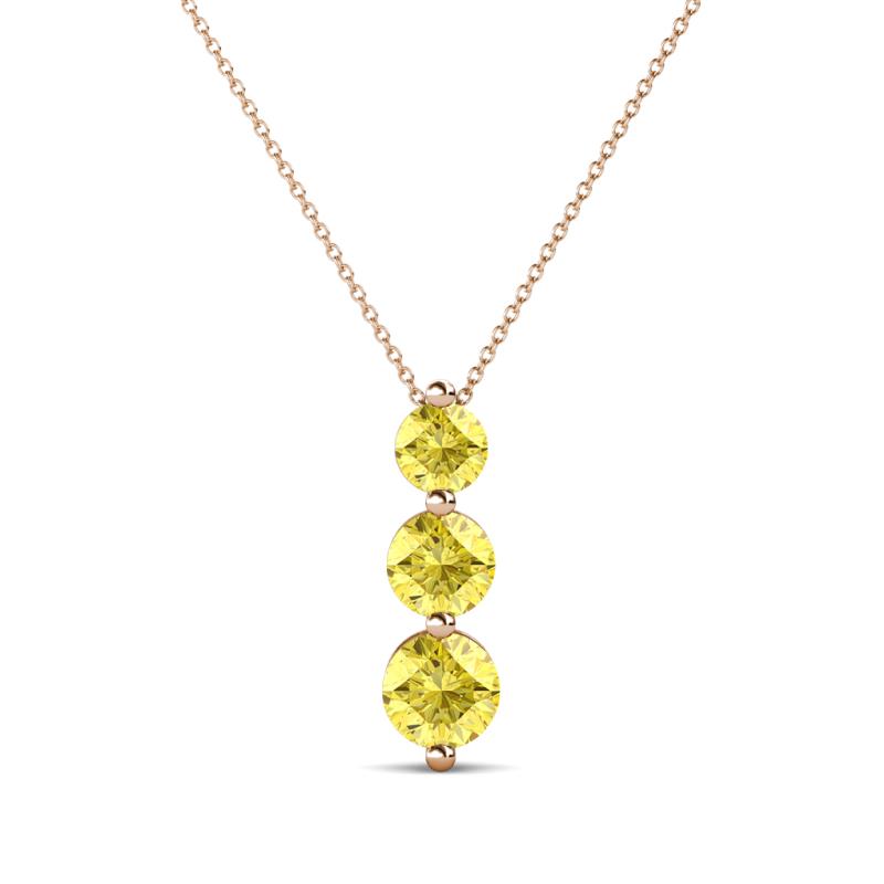 Kesha (4mm) Round Yellow Sapphire Graduated Three Stone Drop Pendant 