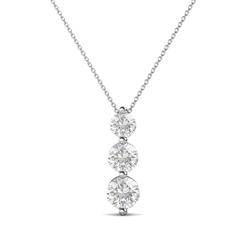Kesha (4mm) Round White Sapphire Graduated Three Stone Drop Pendant 