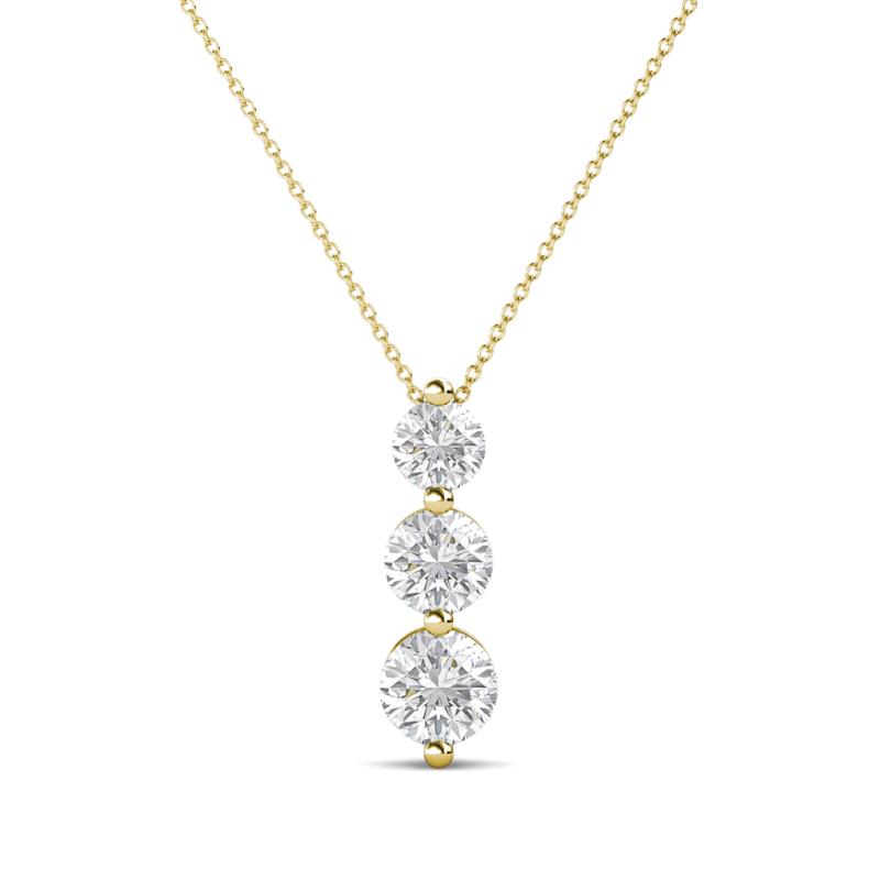 Kesha (4mm) Round White Sapphire Graduated Three Stone Drop Pendant 