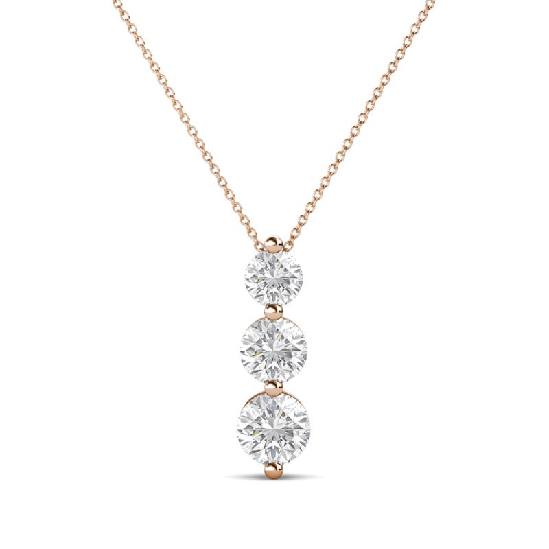 Kesha (4mm) Round White Sapphire Graduated Three Stone Drop Pendant 