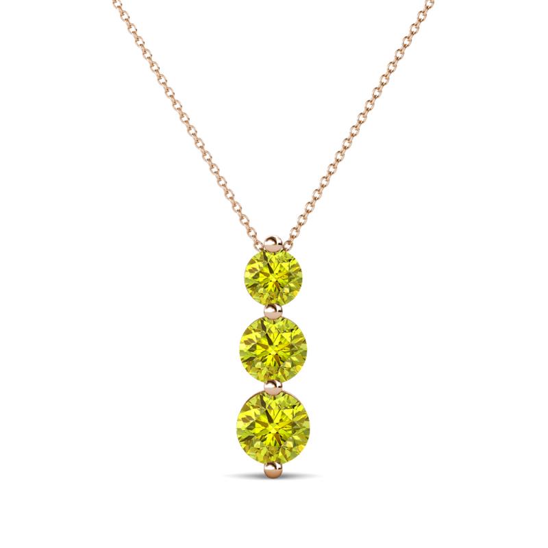Kesha (4mm) Round Yellow Diamond Graduated Three Stone Drop Pendant 