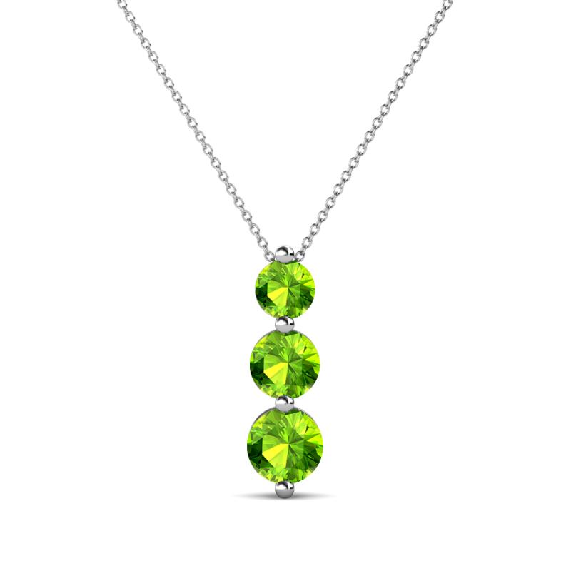 Kesha (4mm) Round Peridot Graduated Three Stone Drop Pendant 