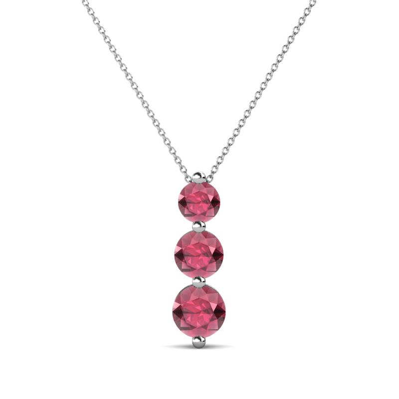 Kesha (4mm) Round Rhodolite Garnet Graduated Three Stone Drop Pendant 